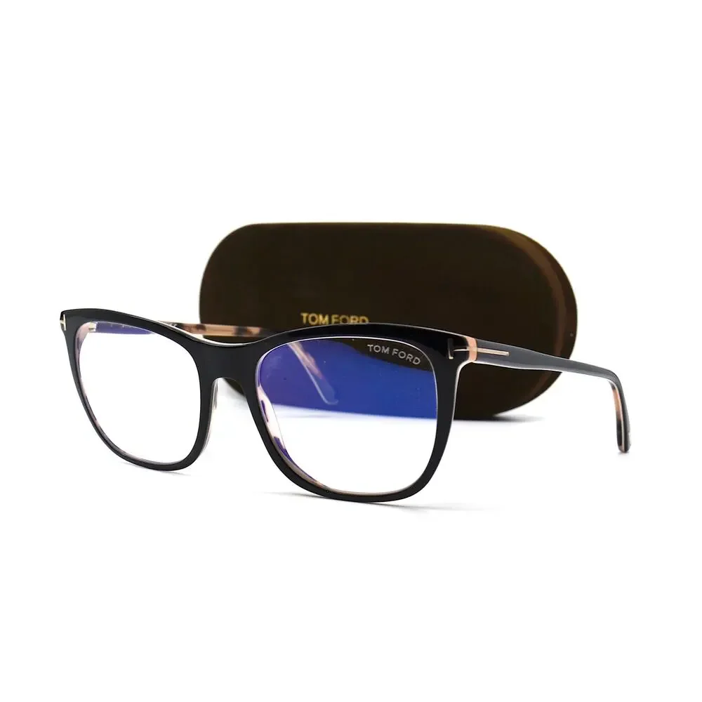 NEW TOM FORD TF5672-B 005 BLACK/HAVANA BLUE BLOCK LENS AUTHENTIC EYEGLAS…